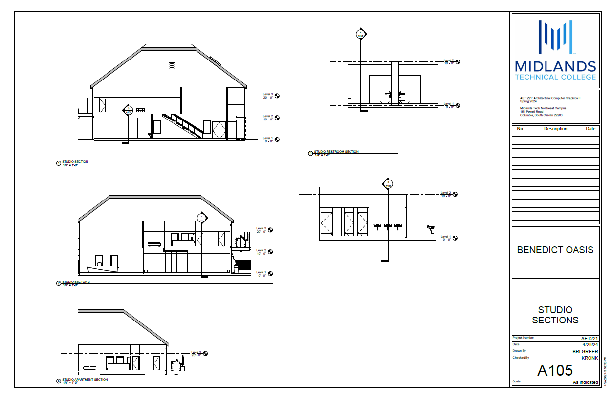 Studio building section drawings