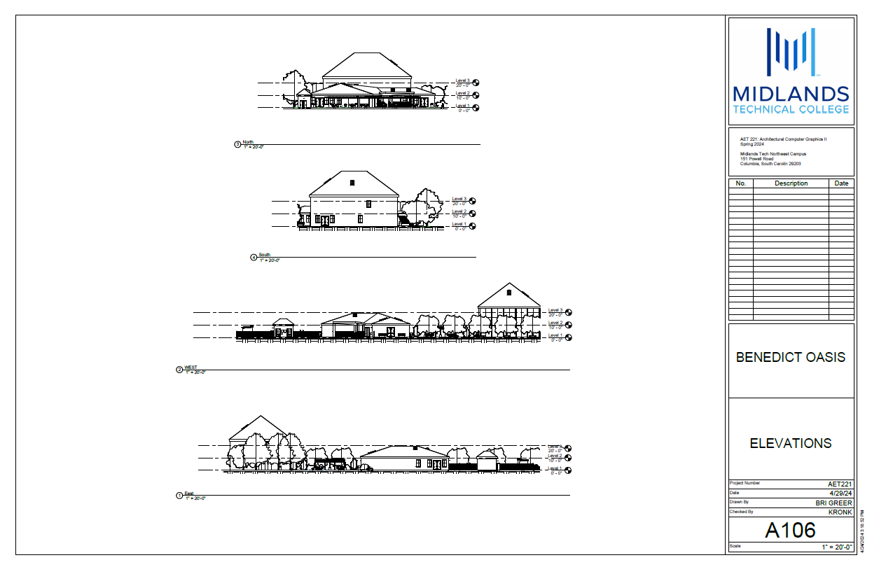 Building elevations and section drawings